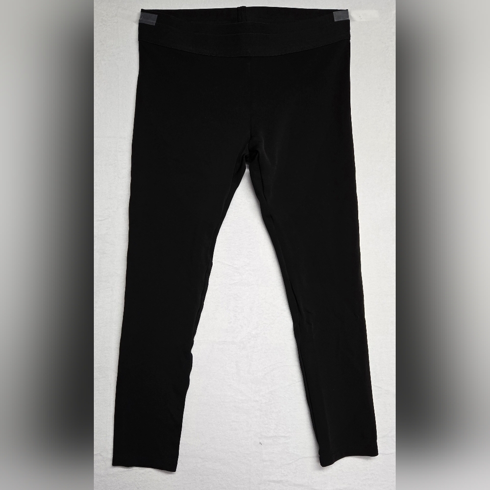 BCBG M Black Slinky Knit Stretch Legging Pants Wide Elastic Waist Athletic Dress